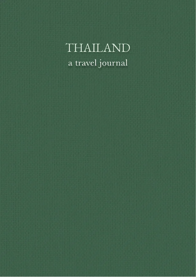 Portada de tela verde del diario de viaje Thailand